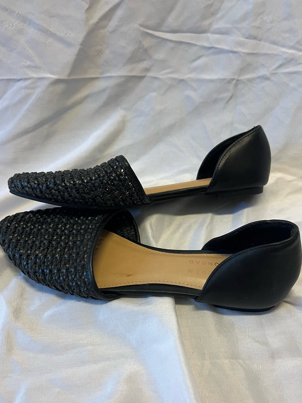 LC Lauren Conrad Black Woven Pointed D'Orsay Flats